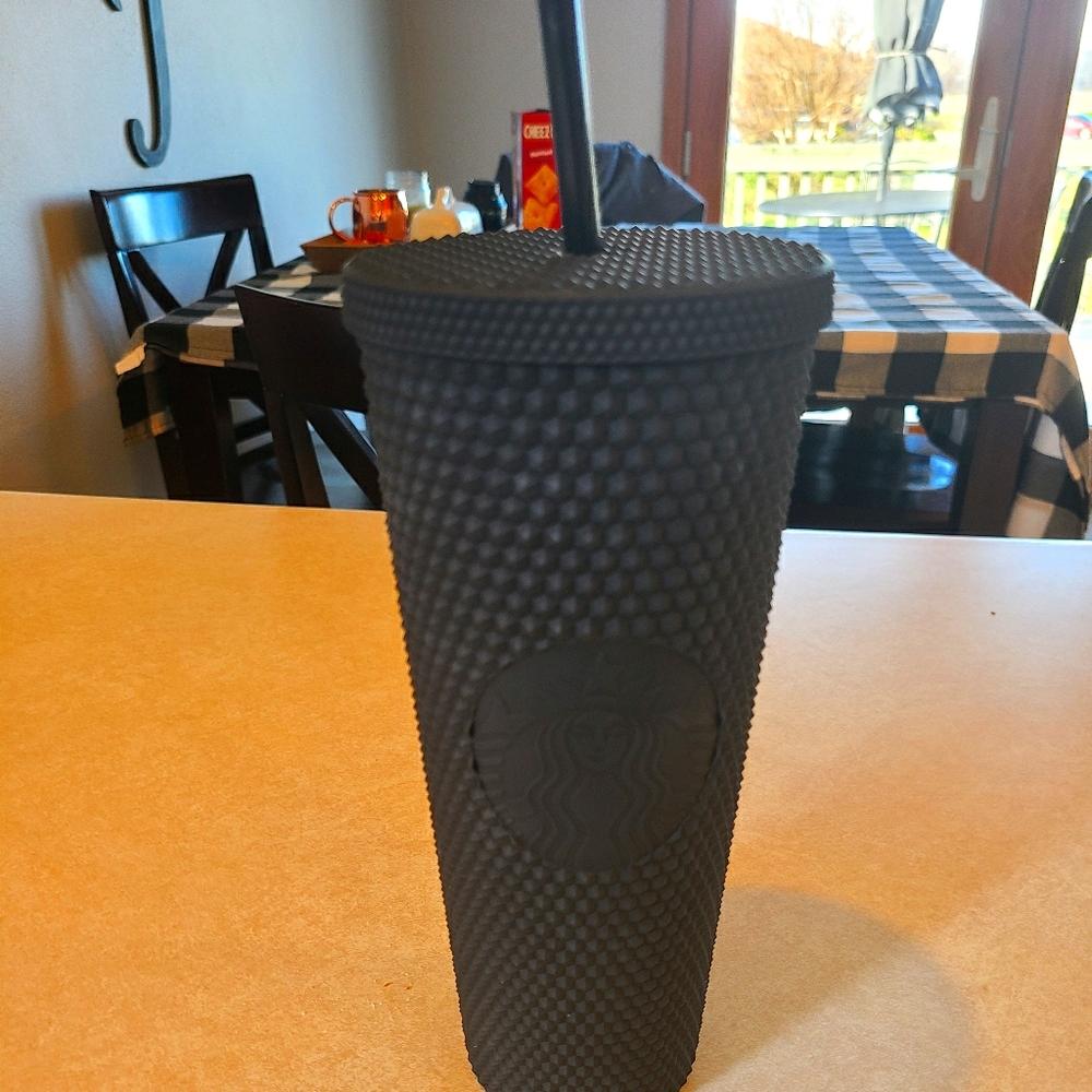 Matte black starbucks studded tumbler